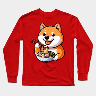 Shiba Inu Loves Ramen Long Sleeve T-Shirt